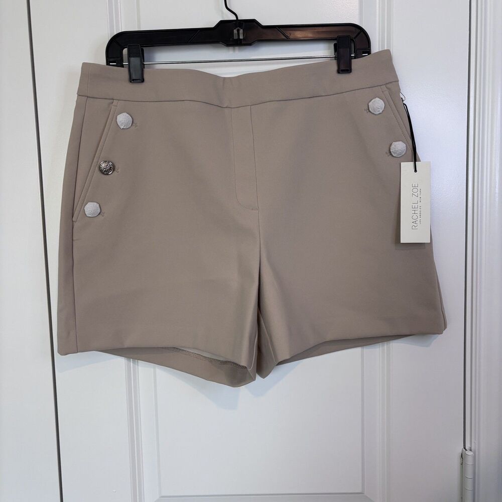 Rachel Zoe Tan 12 Gold Button Shorts Sz 12